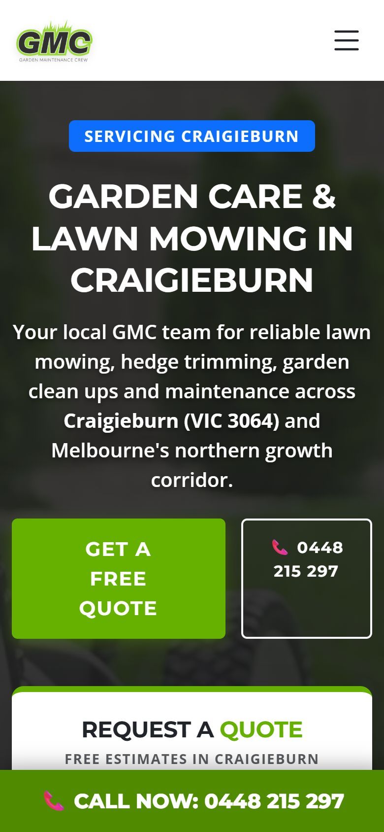 Garden MC: The same page on a phone.